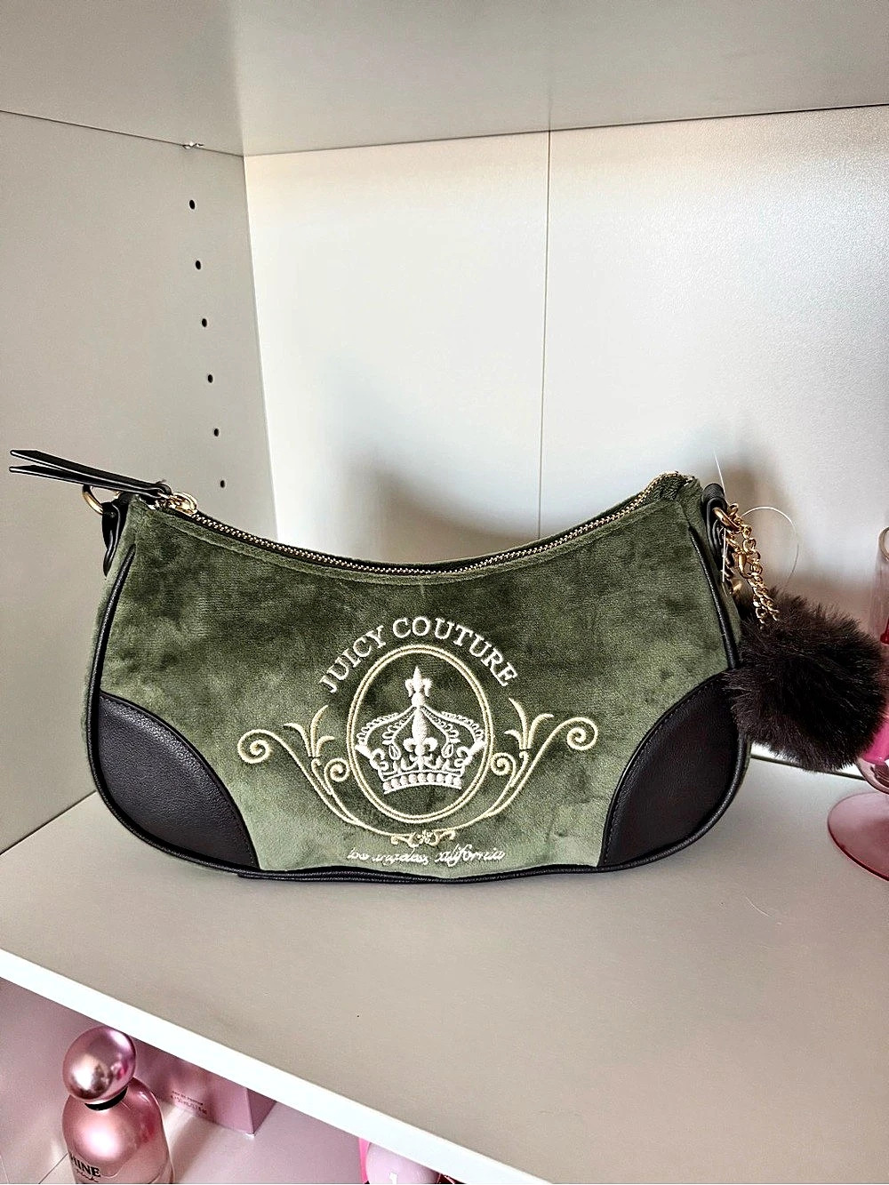 Juicy Couture Queen Couture Hobo Shoulder Bag Green & Black NWT